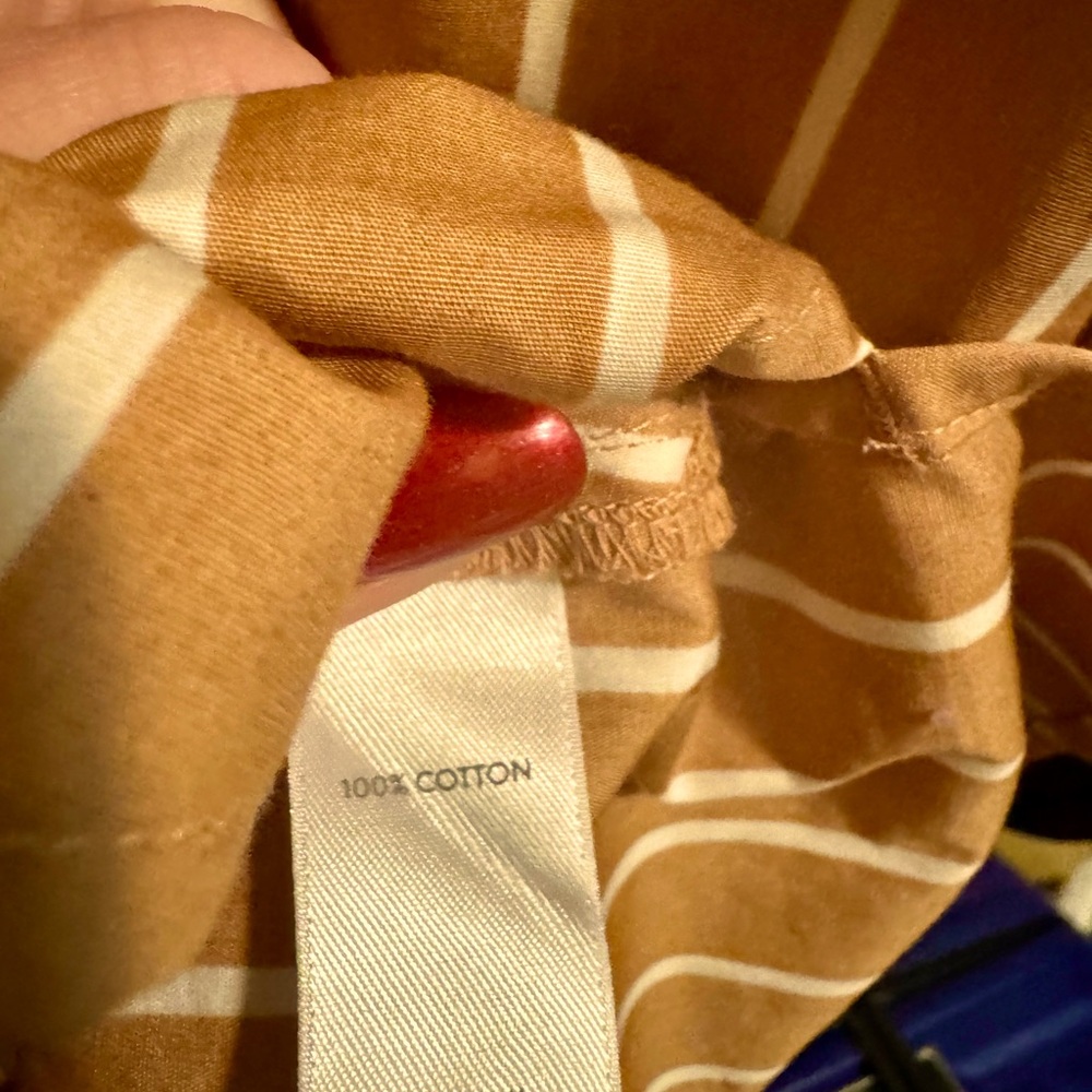JJILL tan and white striped button down shirt.  New.
